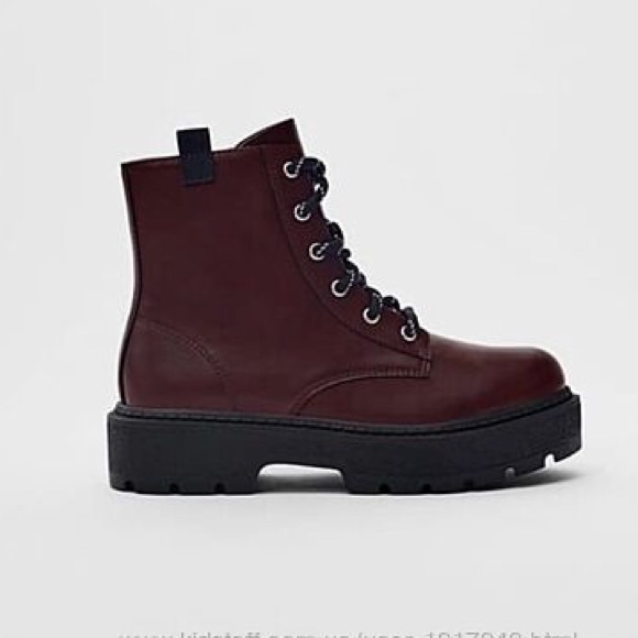 Zara Shoes - SOLD Zara Burgundy Low Heeled Ankle Boots. Size 8.